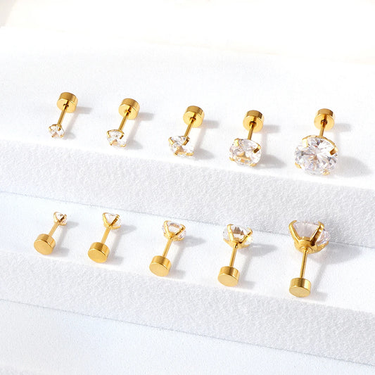 Golden Crystal Studs Earrings